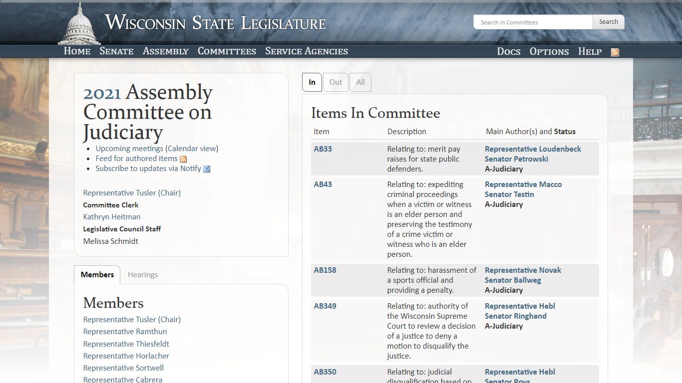 2021 Committee on Judiciary - Wisconsin