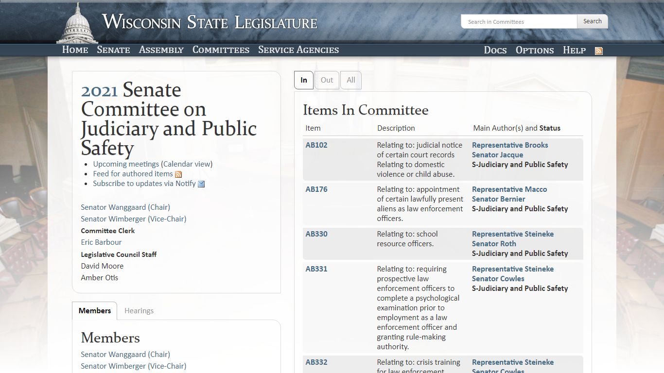 2021 Committee on Judiciary and Public Safety - Wisconsin